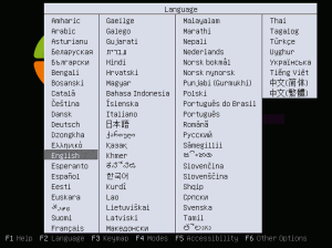The usual Ubuntu language selection screen, first boot